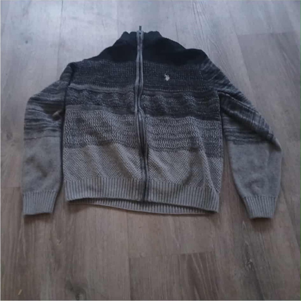 U.S. Polo Assn. Men's Black and Gray Zip Up Sweater